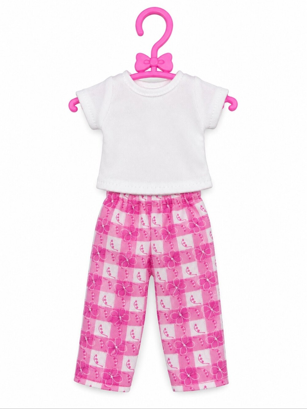 Unbranded Doll Pink & White Floral Gingham Skirt